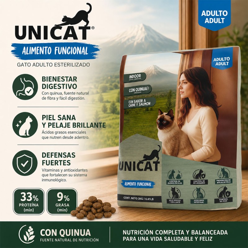 Unicat Alimento Para Gatos Adultos Esterilizados 2Kg