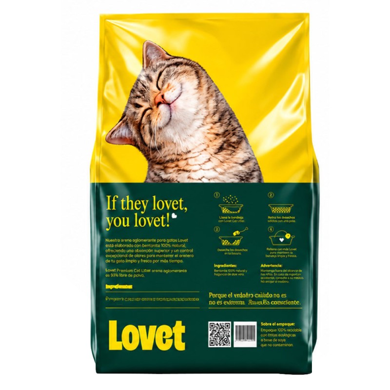 Lovet arena perlada super premium con aroma Aloe Vera 20kg.