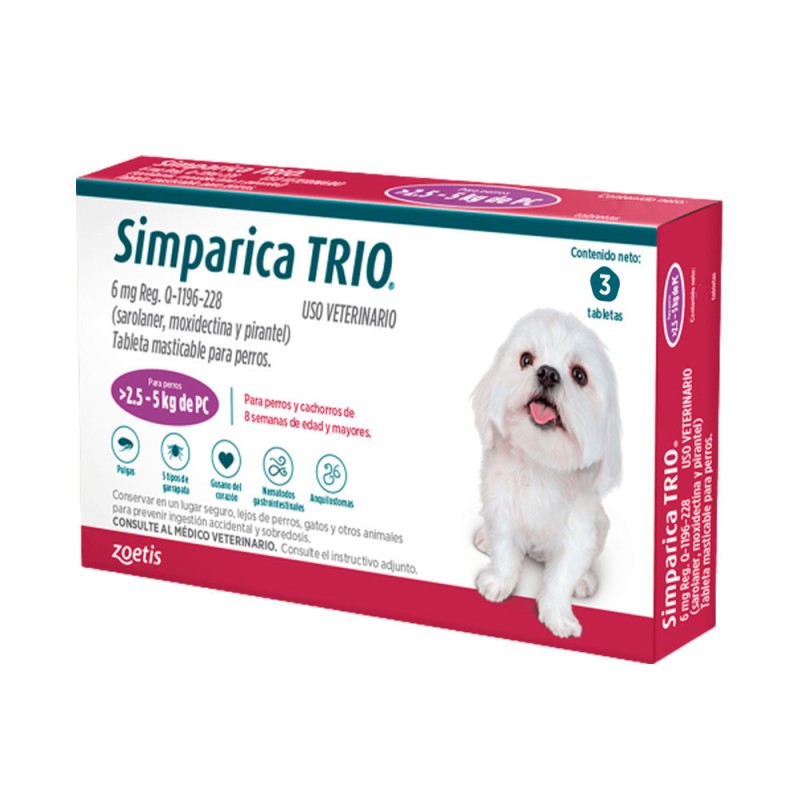 Simparica Trio Antipulgas para perros 2.6 a 5 kg x 3 Tab Simparica - 1