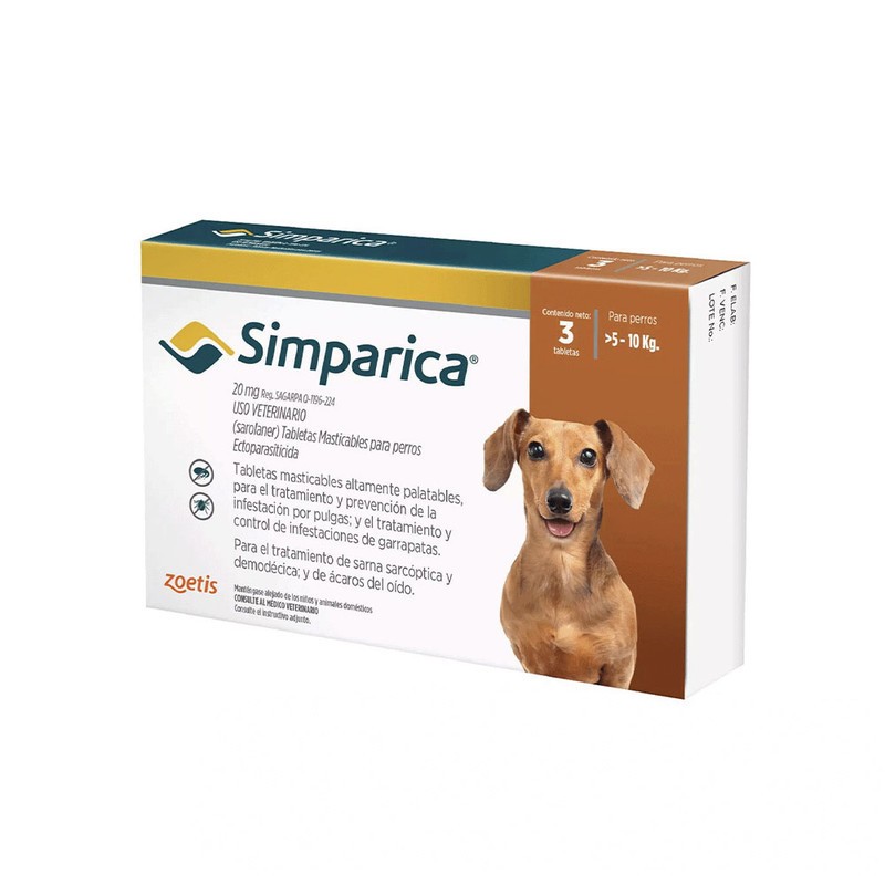 Simparica 20mg para perros 5 a 10Kg x 3 Tab Simparica - 1