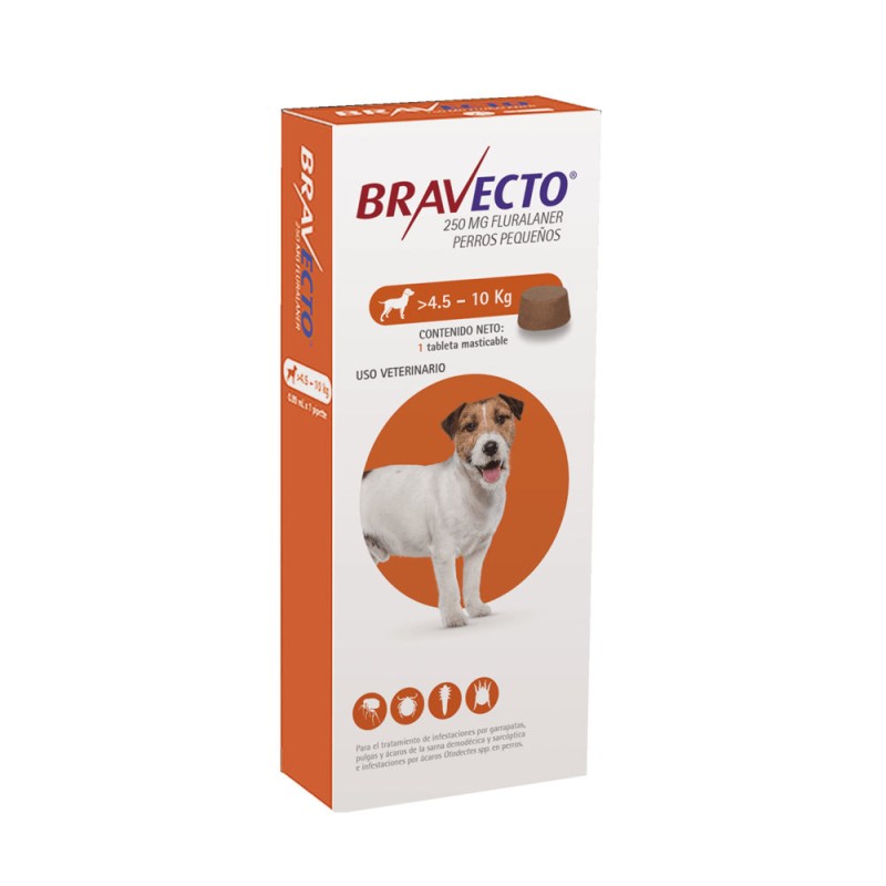 Bravecto Tableta 250 mg Para Perros 4.5kg - 10kg Bravecto - 1
