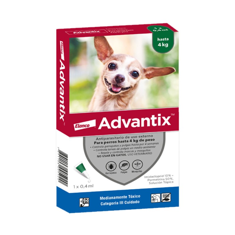 Pipeta Antipulgas Advantix para Perros hasta 4Kg