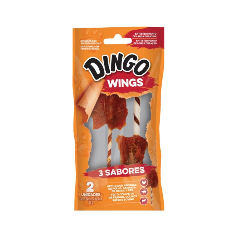 Snack para perros Dingo Triple Flavor Wings Pack x2 und en Patmo Pet
