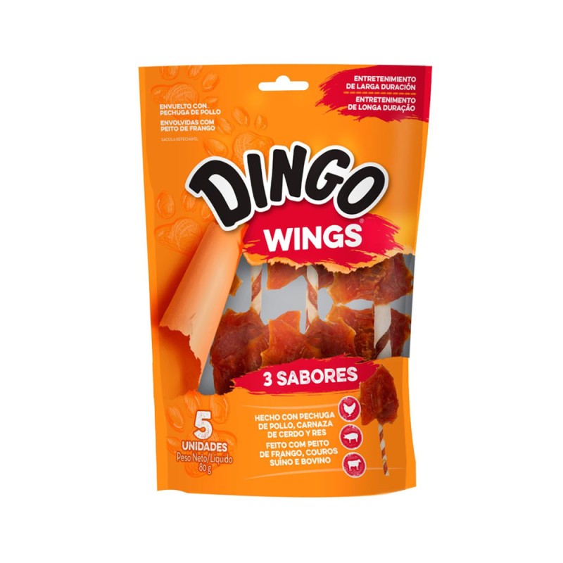 Snack para perros Dingo Triple Flavor Wings Pack x5 und en Patmo Pet