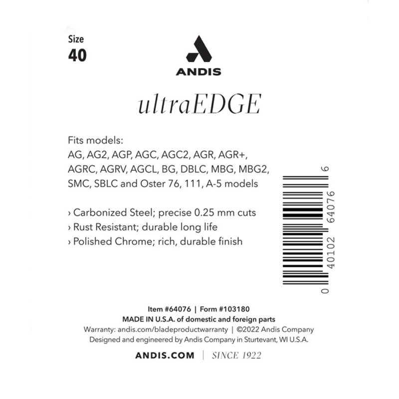 Cuchilla Andis desmontable UltraEdge N° 40
