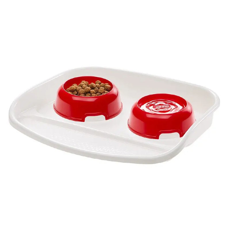 FERPLAST Bandeja Lindo Estándar con Platos para Perros y Gatos
