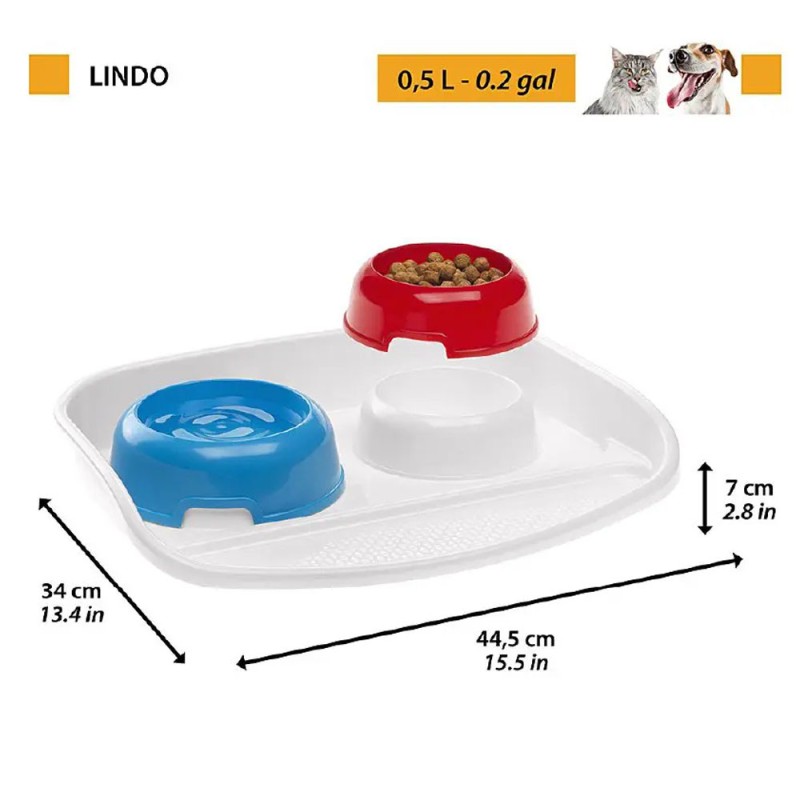 FERPLAST Bandeja Lindo Estándar con Platos para Perros y Gatos