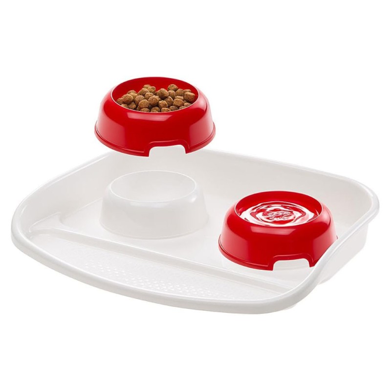 FERPLAST Bandeja Lindo Estándar con Platos para Perros y Gatos