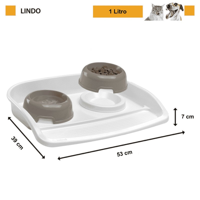 FERPLAST Bandeja Lindo Maxi con Platos para Perros y Gatos