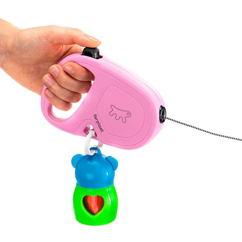 FERPLAST Correa Retráctil para Paseo Flippy One Talla S Rosada
