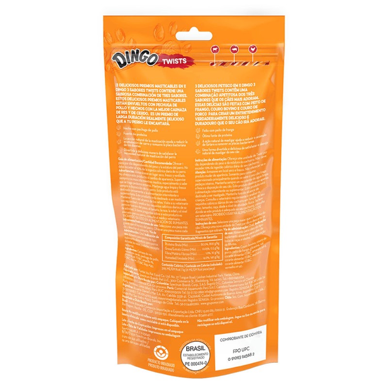 Dingo Twist Snack Golosina para Perros Triple sabor x5 und