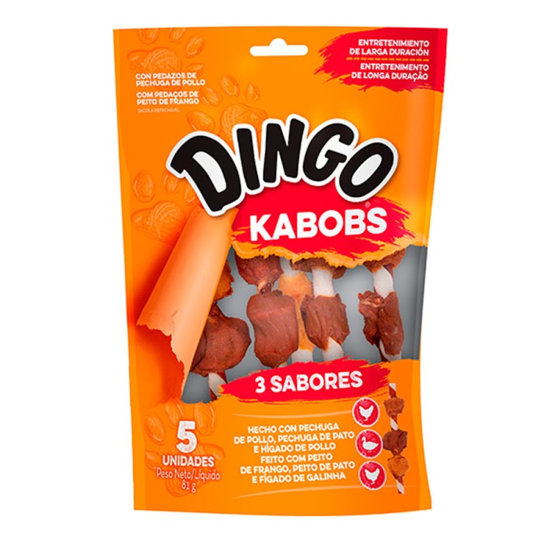 Dingo Kabobs Snack Golosina para Perros Triple Sabor x 5 und
