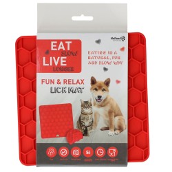 EAT Slow live longer Plato Comedero Antiestres Lick Mat Rojo