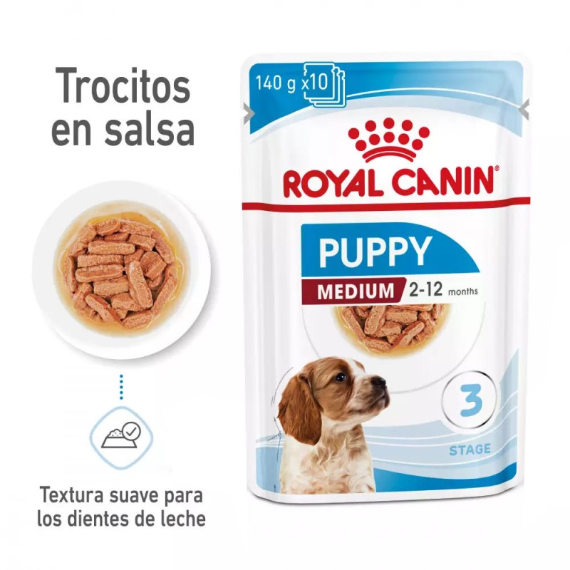 Salsa Royal Canin SHN para Perros Medianos Puppy 10x140gr