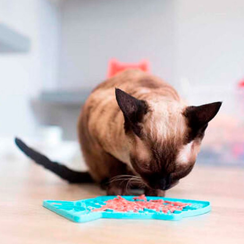 Plato Lickimat Casper Turquesa Anti Ansiedad para Gatos