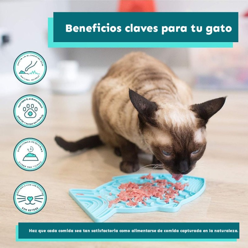 Plato Lickimat Casper Turquesa Anti Ansiedad para Gatos