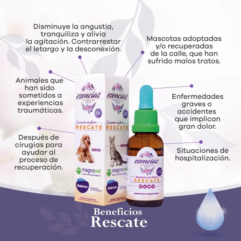 Esencias Florales en Gotas Rescate para Mascotas 30ml