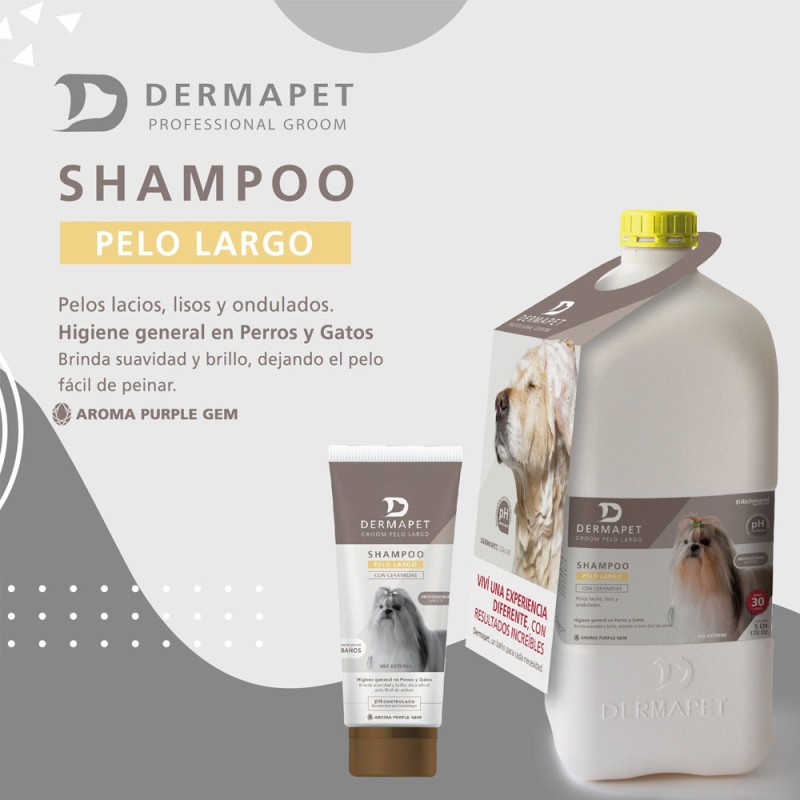 Shampoo para Perros y Gatos Dermapet Groom Pelo Largo 5L