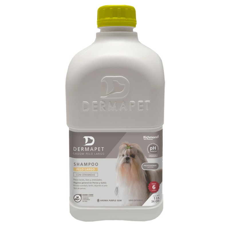 Shampoo para Perros y Gatos Dermapet Groom Pelo Largo 1L