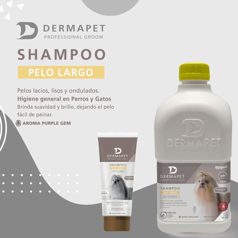 Shampoo para Perros y Gatos Dermapet Groom Pelo Largo 1L