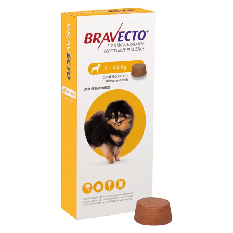 Bravecto Tableta 112.5mg Antipulgas Para Perros 2kg - 4.5kg - Patmopet