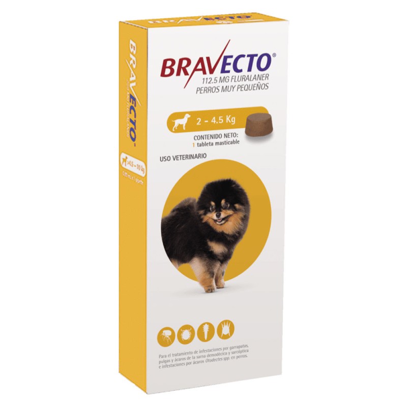 Bravecto Tableta 112.5mg Antipulgas Para Perros 2kg - 4.5kg - Patmopet