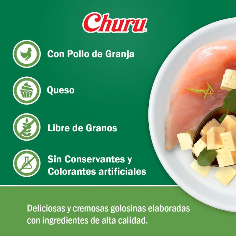 Snack Churu para Perros de Pollo Con Queso 4 Tubos x14gr