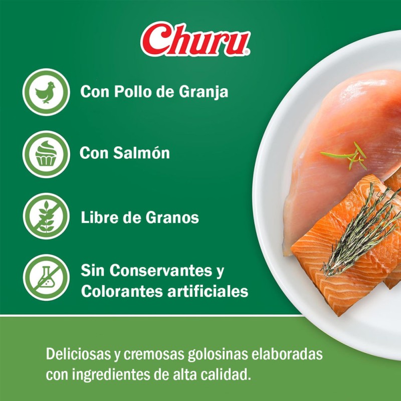 Snack Churu para Perros de Pollo Con Salmón 4 Tubos x14gr