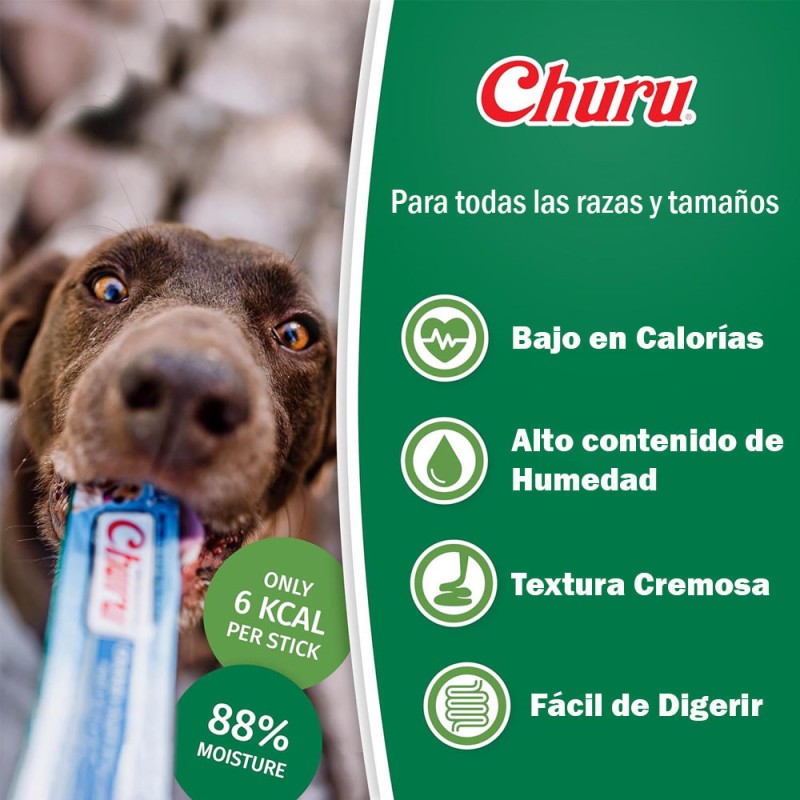 Snack Churu para Perros de Pollo Con Salmón 8 Tubos x20gr