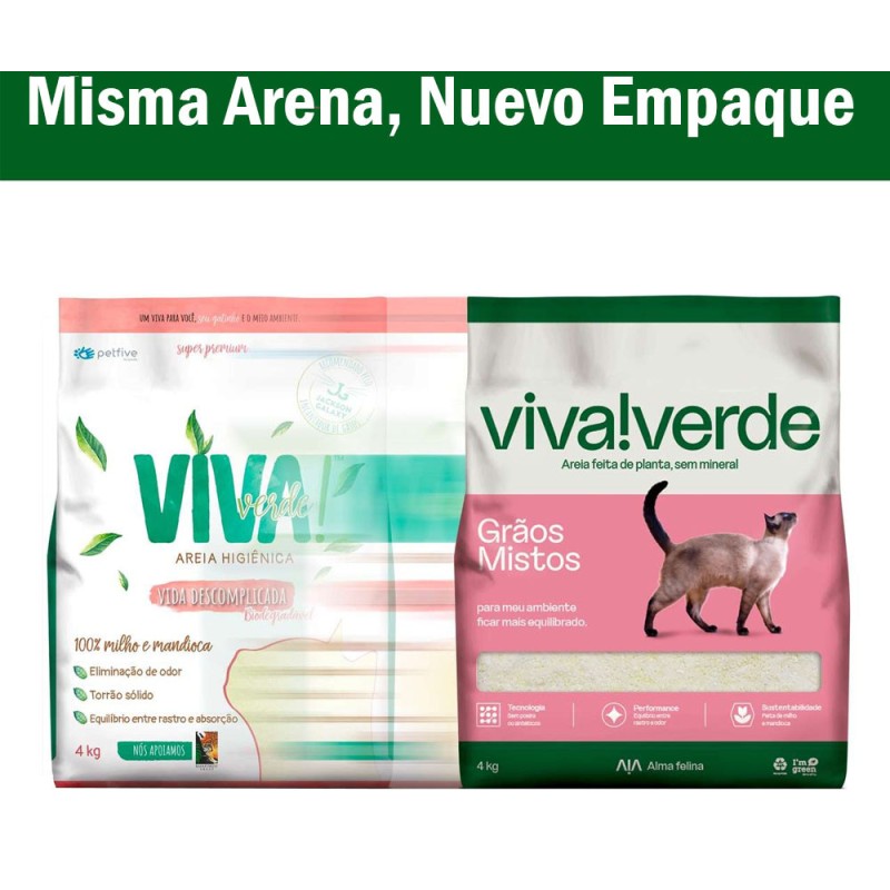 Arena Higiénica para Gatos de Granos Mixtos Viva Verde 4Kg
