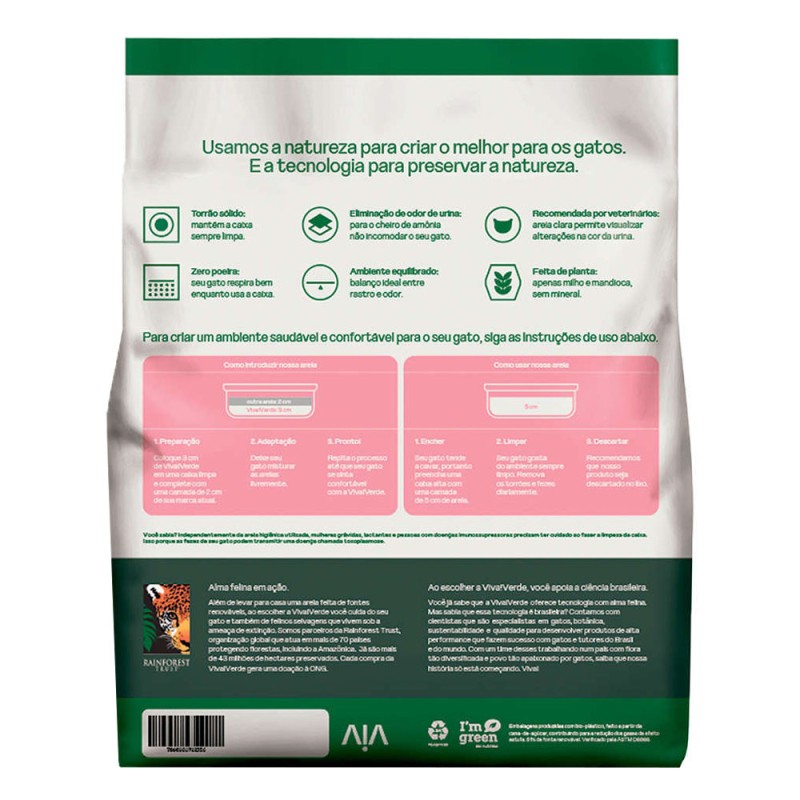 Arena Higiénica para Gatos de Granos Mixtos Viva Verde 4Kg