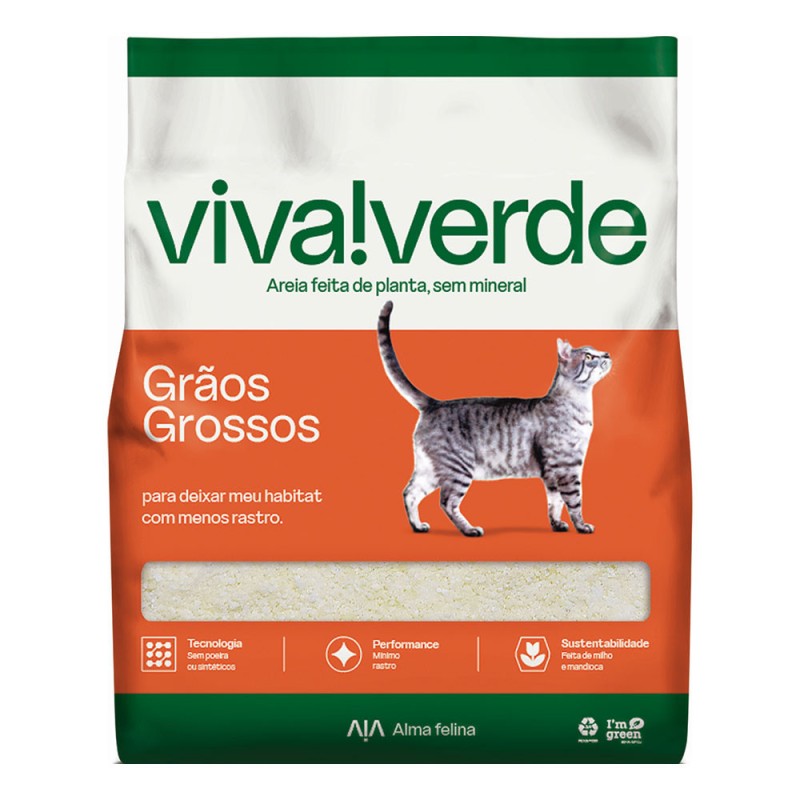 Arena Sanitaria para Gatos Granos Gruesos Viva Verde 10Kg Ecologica