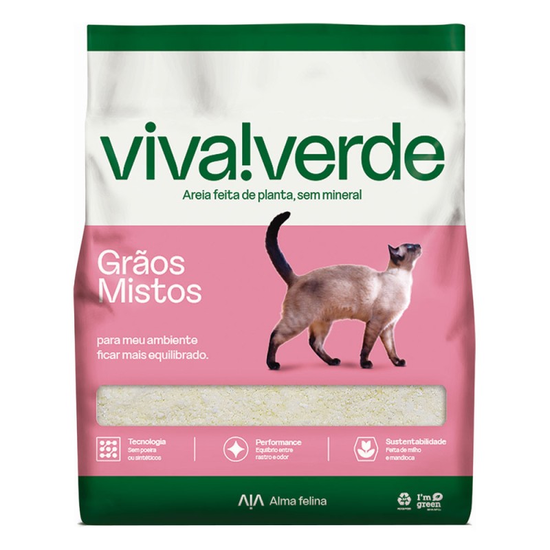 Arena Sanitaria para Gatos de Granos Mixtos Viva Verde 10Kg Ecologica