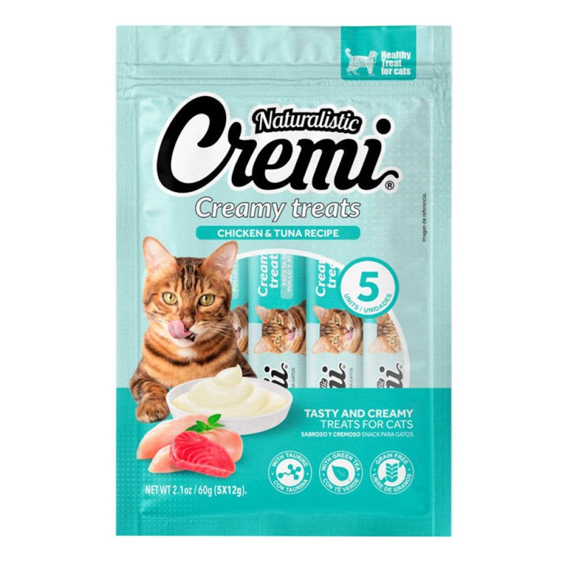 Snack Naturalistic Cremi Pollo y Atún 60gr Pack x 6und en Patmo Pet
