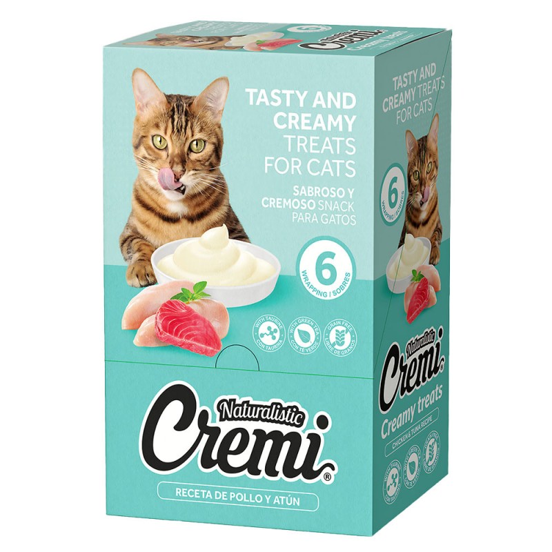 Snack Naturalistic Cremi Pollo y Atún 60gr Pack x 6und en Patmo Pet