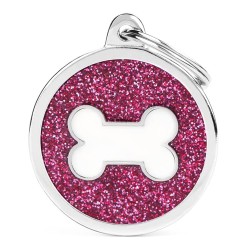 Placa Identificadora My Family Pink Big Glitter Circle White Bone