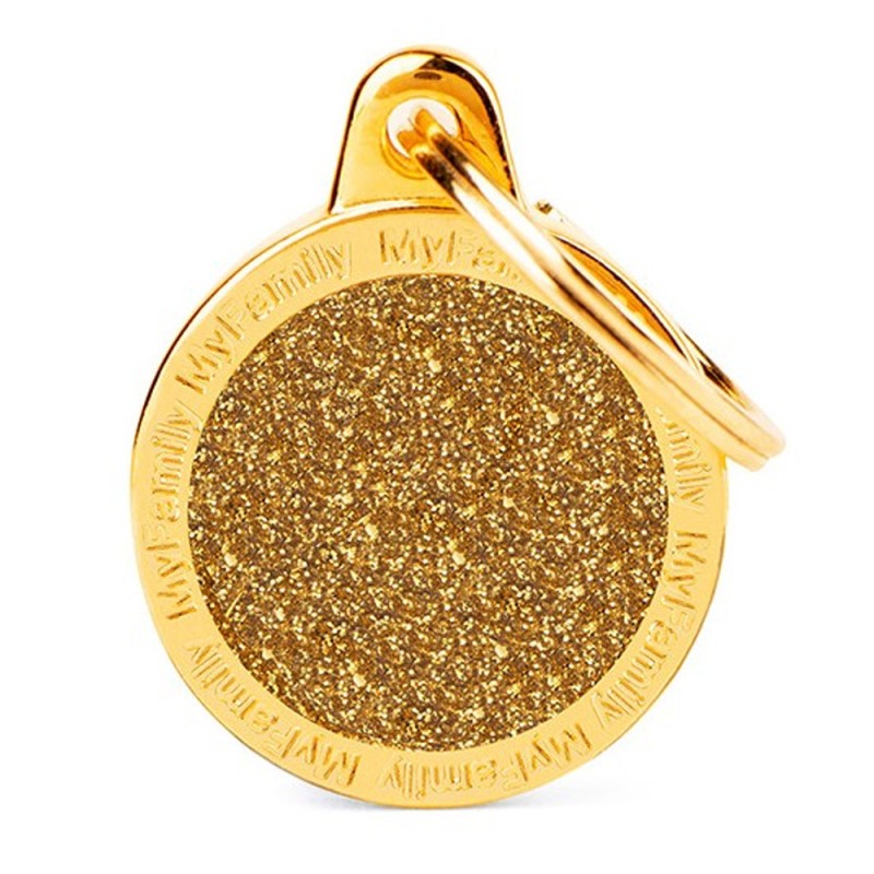 Placa Identificadora My Family Small Circle Glitter Gold