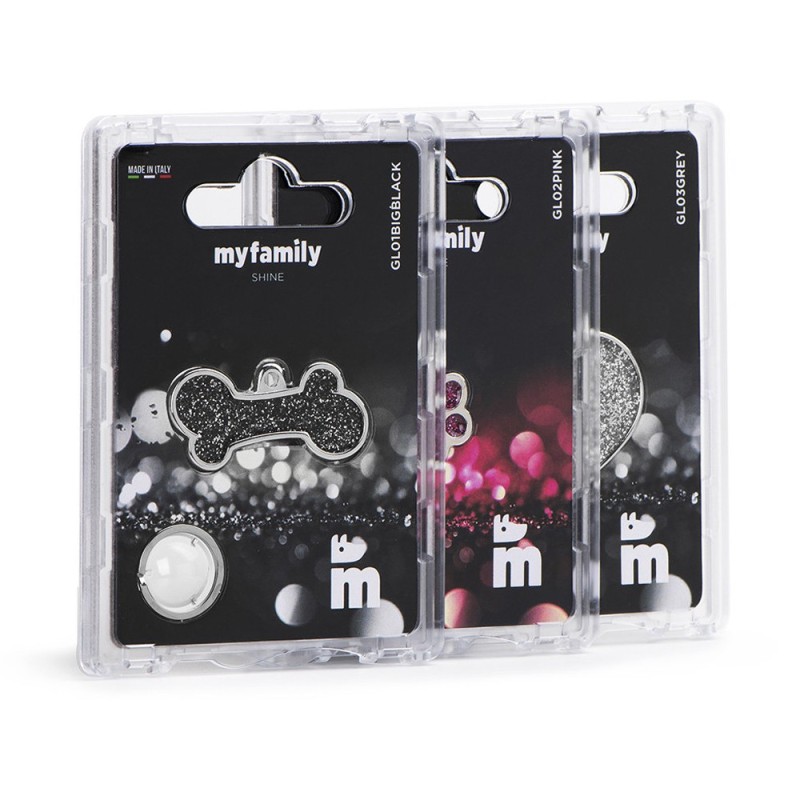 Placa Identificadora My Family Small Circle Glitter Gold