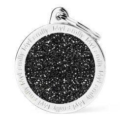 Placa Identificadora My Family Small Circle Glitter Black