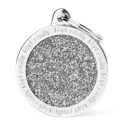 Placa Identificadora My Family Big Circle Glitter Grey