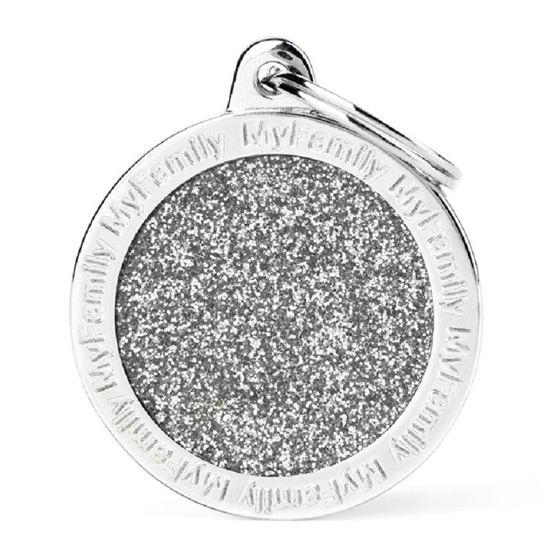 Placa Identificadora My Family Big Circle Glitter Grey