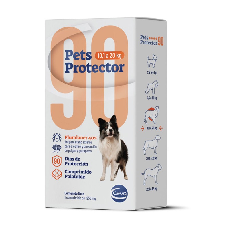 Antipulgas Pets Protector para perros de 10.1 a 20 kg Accion 3 meses