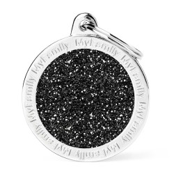 Placa Identificadora My Family Big Circle Glitter Black