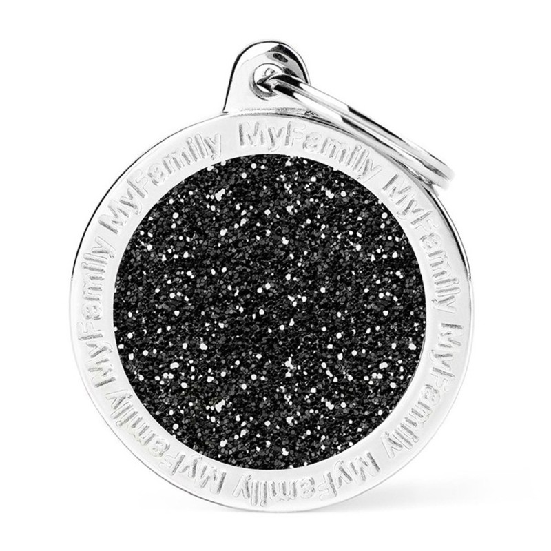 Placa Identificadora My Family Big Circle Glitter Black