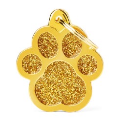 Placa Identificadora My Family Big Paw Glitter Gold