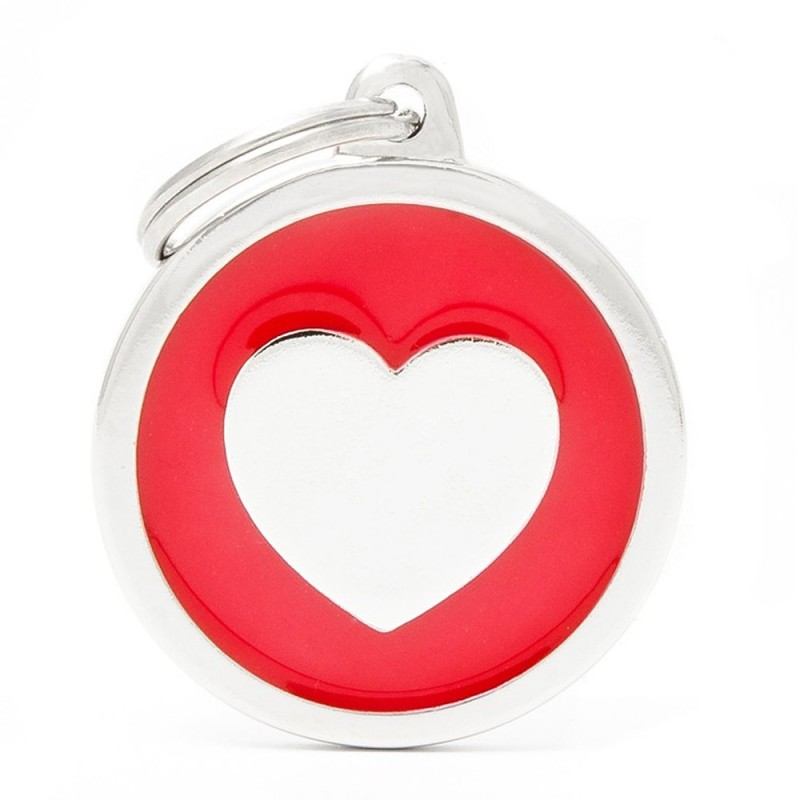 Placa Identificadora My Family Red Big Circle Heart