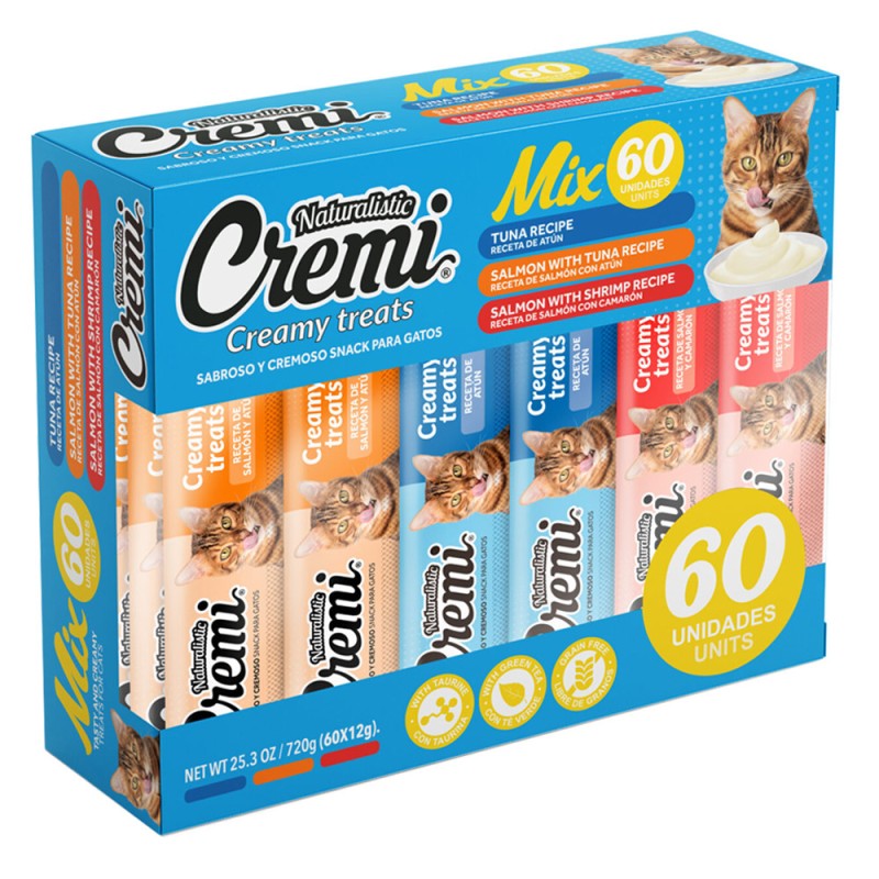 Snack para gatos Cremi Box Sea Food Mix, 60 sachet