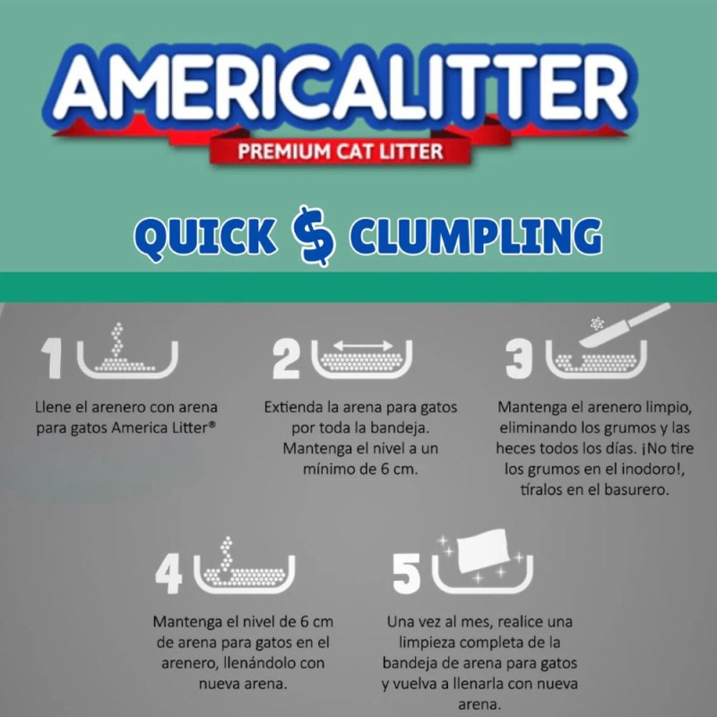 Arena para Gatos America Litter Quick Clumping Sin aroma 7kg
