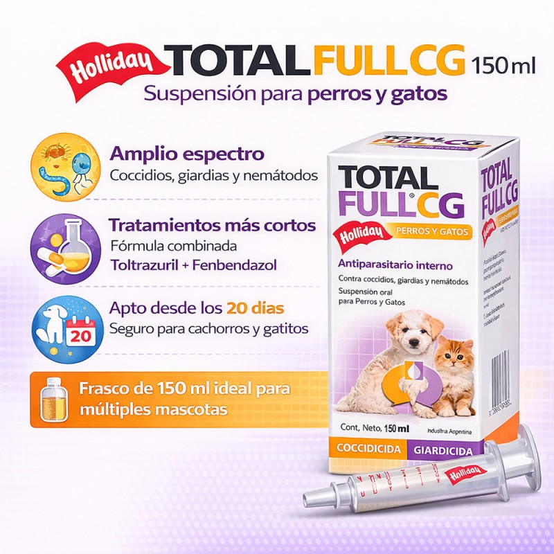 Holliday  Antiparasitario  Total Full CG Suspensión (150 ml) para perros y gatos