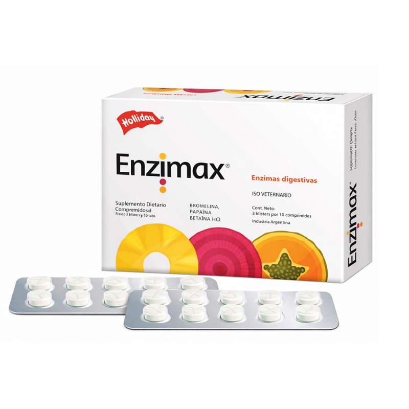 Holliday Enzimas Digestivas Enzimax Para Perros y Gatos 20 comprimidos